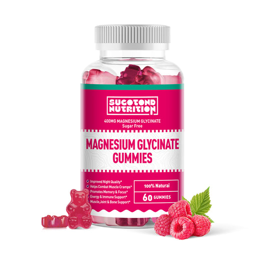 Magnesium Glycinate Gummies 400mg - Sugar Free Magnesium Potassium Supplement with Magnesium Malate, Vitamin D, B6, and CoQ10 for Calm Support & Sleep for Adults - Raspberry Gummies