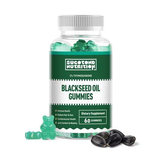 Sucotond Black Seed Oil Gummies with Honey and W/ 2%+ THYMOQUINONE - Nigella Sativa Seeds - Super antioxidant for Immune Support, Joints, Digestion, Hair & Skin - 60 Gummies