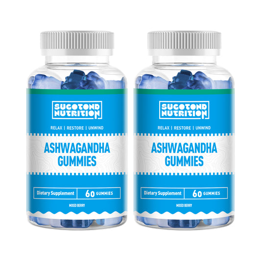 Sucotond Ashwagandha & Vitamin D Gummy - 60 Count - Mixed Berry, KSM-66, Vegan, Plant Based, Non-GMO, Gluten-Free & Gelatin Free Relax. Restore. Unwind, Pack of 1