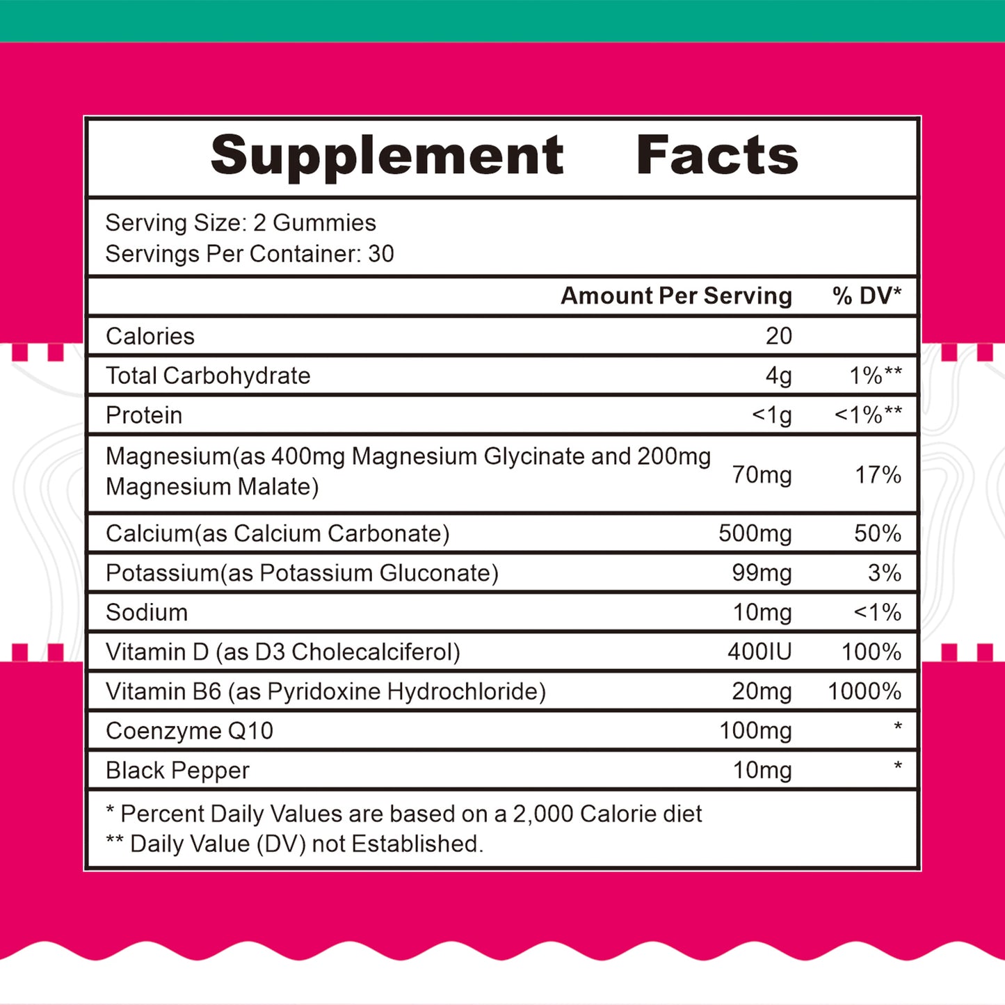 Magnesium Glycinate Gummies 400mg - Sugar Free Magnesium Potassium Supplement with Magnesium Malate, Vitamin D, B6, and CoQ10 for Calm Support & Sleep for Adults - Raspberry Gummies