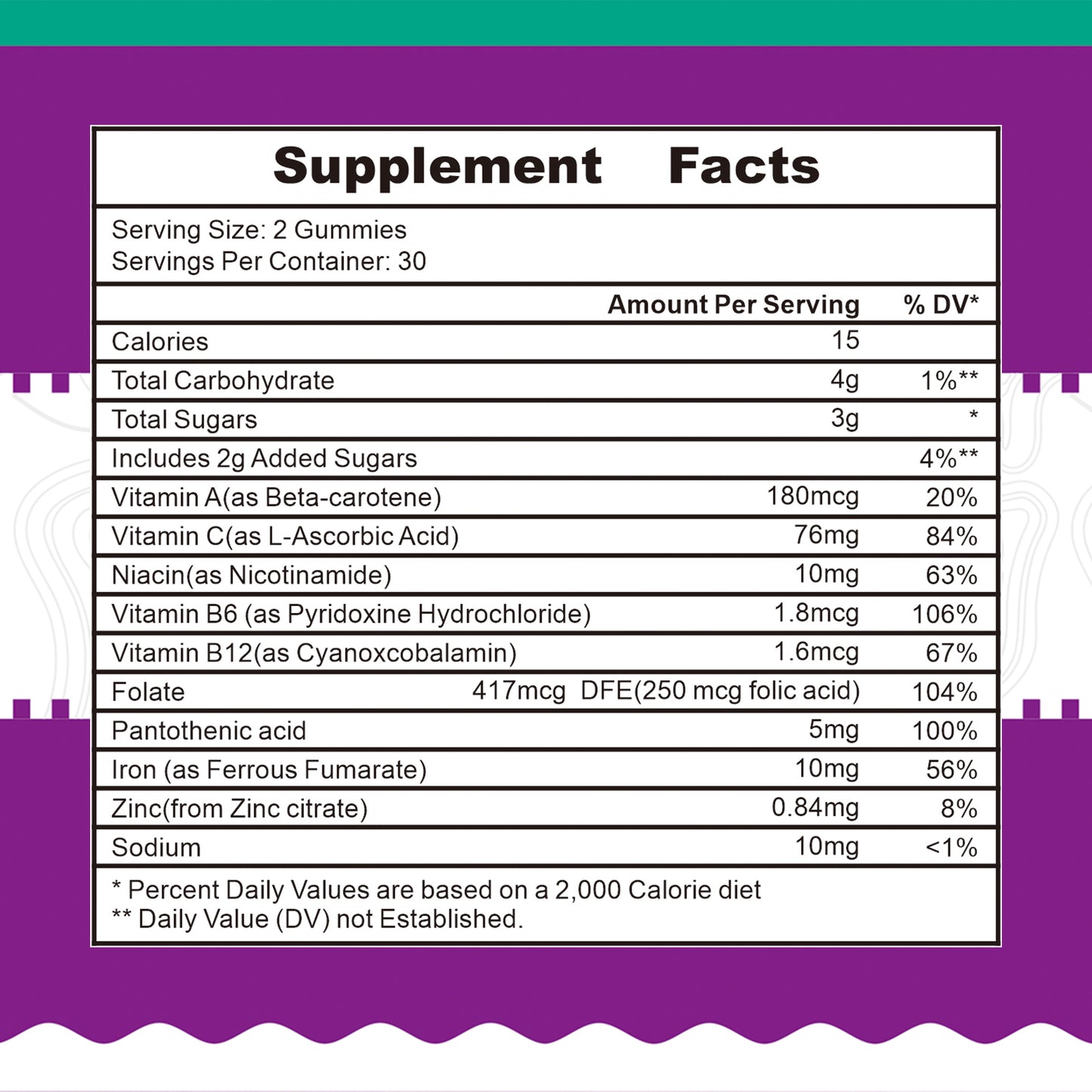Sucotond Iron Gummies - Multivitamin Supplement with Vitamin C, A, B & Zinc, Supports Blood Oxygen, Vegan Iron Supplements Grape Flavor