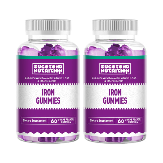 Sucotond Iron Gummies - Multivitamin Supplement with Vitamin C, A, B & Zinc, Supports Blood Oxygen, Vegan Iron Supplements  Grape Flavor