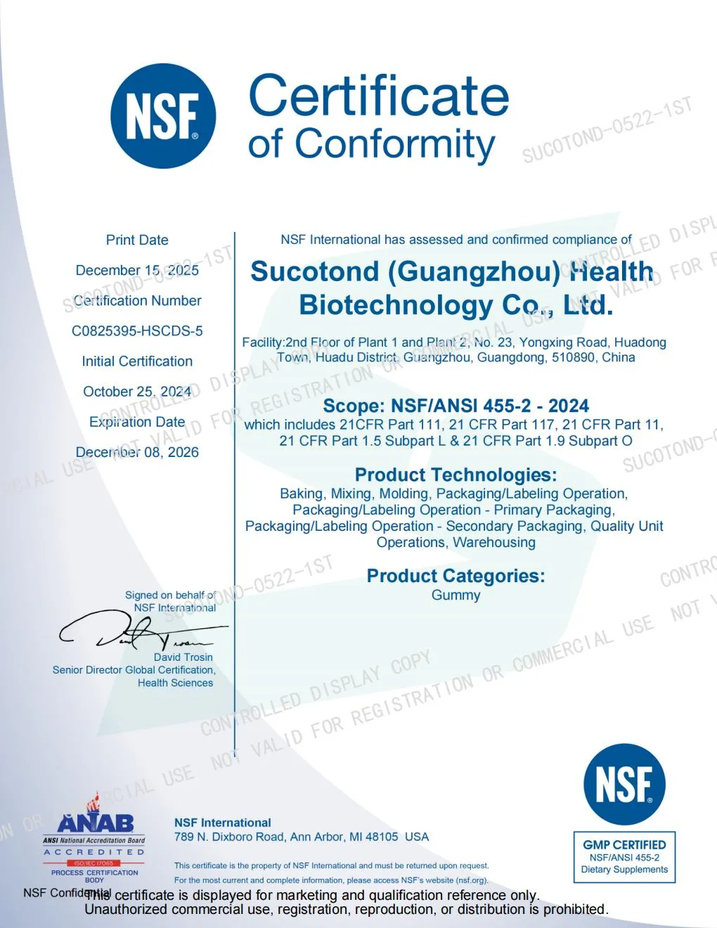 NSF GMP Certified