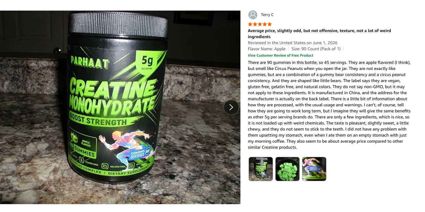 Apple flavor gummy review screenshot 2