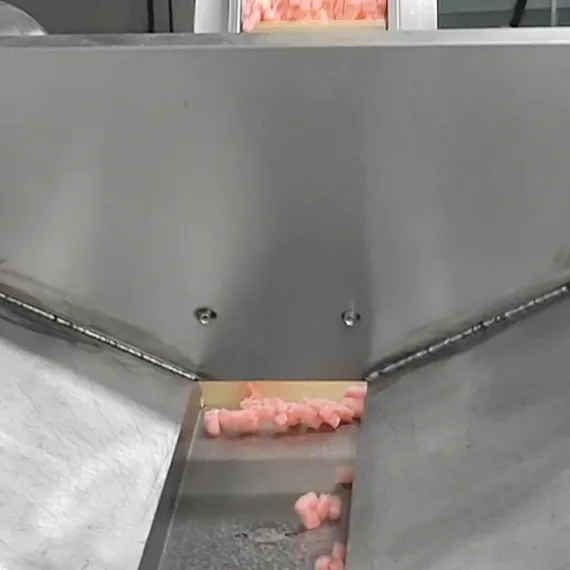 Pink gummy samples moving through production for apple cider vinegar flavor evaluation