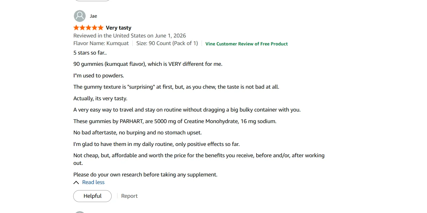 Amazon Vine Review_Apple Creatine Gummies Taste and Convenience