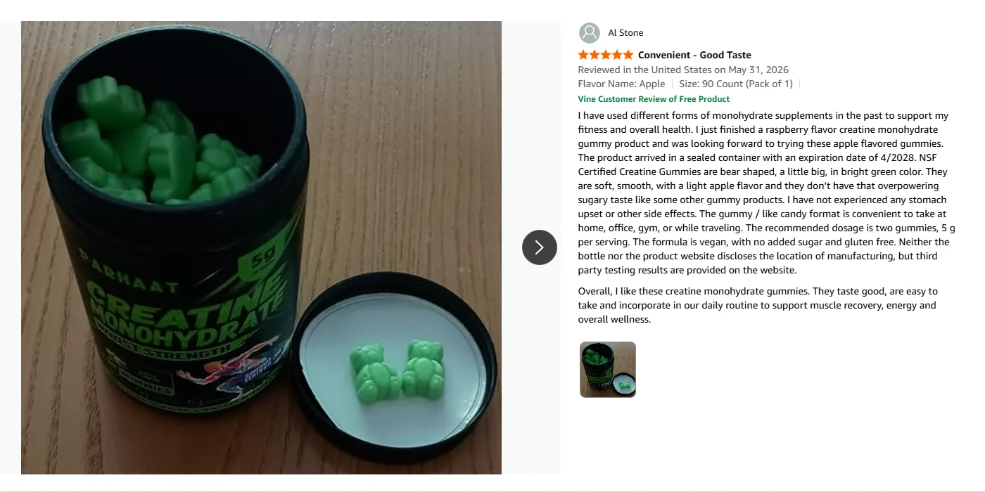 Amazon Vine Review_Kumquat Creatine Gummies for Travel