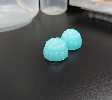 Blue sugar-free creatine monohydrate gummy samples developed for private label supplement projects