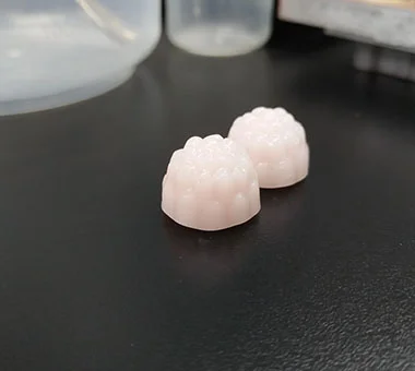 Pink creatine monohydrate gummy samples developed for private label supplement brands