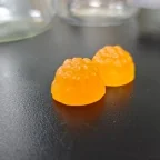 Orange pre-workout creatine gummy samples developed for private label sports nutrition projects