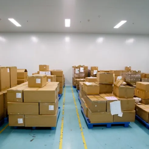 Packaged orders in Sucotond's finished-goods area, supported by element-specific final-product test reports that verify Daily Creatine Gummies label content before delivery.