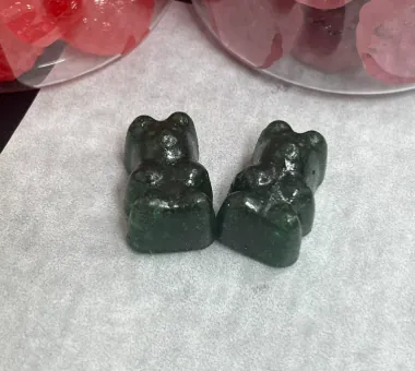 Dark green bear-shaped custom iron gummies for vitamin and mineral combination formulations