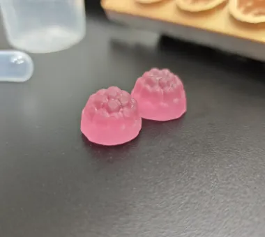 Pink 3 g mushroom extract gummy samples for 10:1 or 20:1 extract formulas, with a target ingredient loading of 500–800 mg per gummy for private label development.