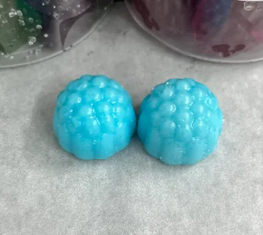 Blue L. reuteri gummy samples for a custom probiotic formula with a target of up to 10 billion CFU per serving, supporting an evidence-focused private label product concept.
