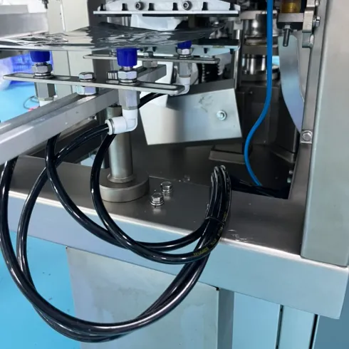 Processing equipment used during whole sea moss gummy hot-mass compatibility checks before depositing